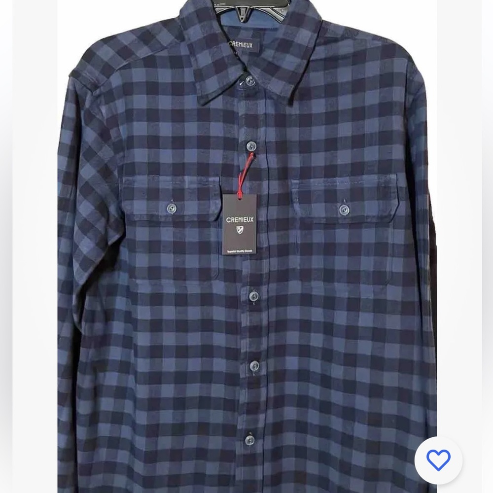 NWT Cremieux Blue Check Long Sleeve Flannel Button Down w Pocket